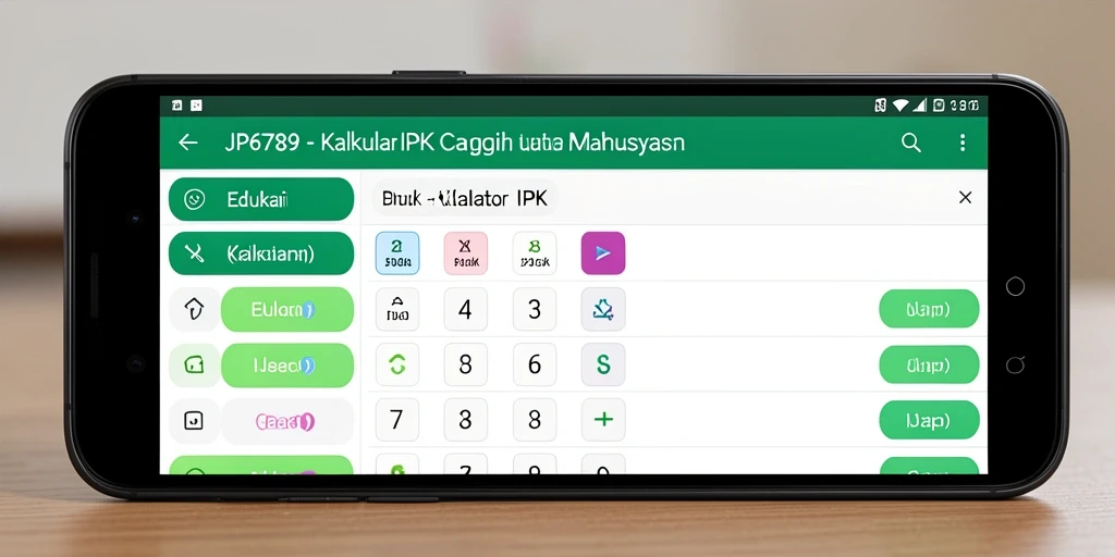 Tampilan antarmuka aplikasi JP6789 untuk kalkulator IPK.