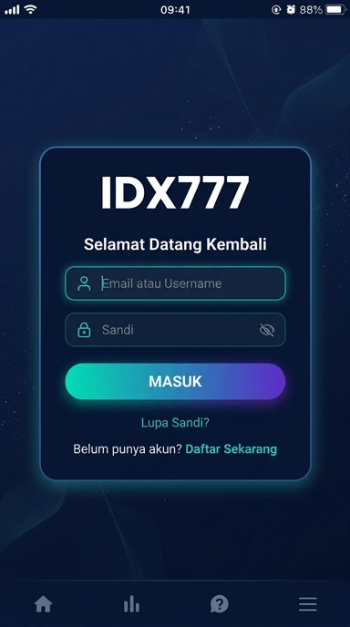 Tampilan halaman login idx777